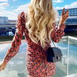 ZARA Pink Floral Draped Print Mini Dress Photo 1