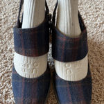Lucky Brand  Dark Brown Multi Plaid Closed Toe Block Heel Shoes Academia Womens 6 Photo 0