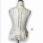 ZARA  White Striped Peplum Sleeveless Blouse | Size S Photo 2