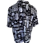 Vintage 80s 90d Koret novelty tribal kitschy print black and white button down M Size M Photo 2