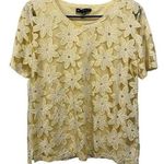 N Touch Hippie Fairy Boho Pastel Yellow Floral Print Mesh Short Sleeve Lined Top Photo 0