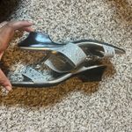 Karen Scott Silver Rhinestone Sandals Slides Heeled Open Toe Women's 8 Photo 4