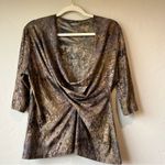 Y2k metallic cheetah 90s spice print animal mob boss cowl neck rachel copper low Brown Size L Photo 7