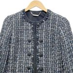 White House | Black Market Faux Pearl-Trim Tweed Topper Black Navy Ivory Size XS Photo 8