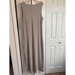 Nina Leonard  NWT Asymmetrical Stripe Maxi Dress White & Taupe Size 1X MSRP $120 Photo 7