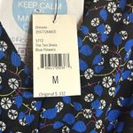 CAbi “The Ten Dress” Black & Blue With White Floral Pattern. Long Sleeve. New Photo 2