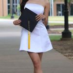 Satin white Strapless Mini Dress Size 0 Photo 2