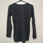 Lululemon Emerald Long Sleeve Short Serve Stripe Heathered Black White Photo 3