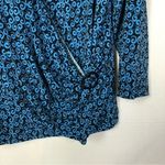 Sag Harbor Swirl Blue & Black Drape Front Long Sleeve Blouse XL Photo 3