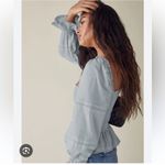 Reformation Roland Top Mineral Blue Smocked Long Sleeve Shirt Size XS Photo 3