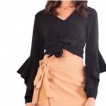 Very J ‎Cropped Fuzzy Ruffle Sleeve Sweater Photo 4