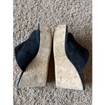 RossOro Classic Black Suede Leather Cork Wedge Mule Sandal Shoes Italy EU 35 Size 5 Photo 3