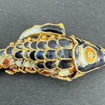 Chinese 2" Cloisonne Black Enamel Gold Fill Articulated Koi Fish Pendant Charm Photo 0