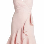 J.Crew  Soft Pink White Seersucker Ruffle Dress Size 8 Preppy Coastal Photo 0