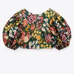 ZARA NWT   100% COTTON Floral Print Cropped Puff Sleeves Top Photo 4