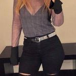 ZARA Shear Plaid Long Sleeve Top Size Medium Photo 0