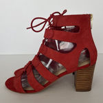 Marc Fisher Gladiator Heels Paradox Red Women 8 W Suede Lace Up Gold Zip Party Photo 0