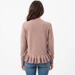 Poof! Round Ruffle Hem Sweater Ribbed Knit Dusty Rose Crewneck size Large Photo 1