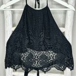 Casting LA Black Lace Halter Top‎ Crochet Tie Back Crop Top Blouse Med. Photo 2