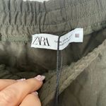 ZARA  Women’s XL Olive Green Jeweled Pants Ankle New Photo 2