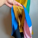 English Factory  Dress Size Small Colorblock Mustard Kelly Green Asymmetric Midi Photo 6