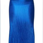 Pretty Little Thing Plus Size Bright Blue Plisse Maxi Skirt US 18, 14 Photo 0
