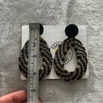 Wounaan Handwoven Werregue Palm Oval Drop Black Gold Plated Bronze Earrings Photo 4