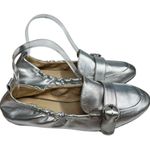 Nine West Silver Beagiver Flat Shoes Size 7 Metallic Casual Slip On Shoe Loafer Photo 2