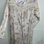Earth Angels Vintage Satin Floral Snap Front Long Sleeve Night Gown Size XL Photo 0