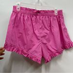 Aerie pink shorts size Medium paper bag high waisted ruffle hem lightweight Photo 2
