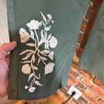 Style & Co NWT . womens embroidered cropped straight twill tape pants green L Photo 4