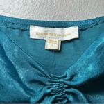 Monteau blue green satin ruched cami top women’s size large Photo 4