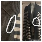White House | Black Market  Size Medium Black Gray Stripes Striped Cardigan Sweater Photo 4
