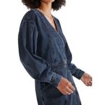 Anthropologie Etica Mira Denim Balloon Sleeve Wrap Mini Dress S NWT Blue Photo 2