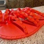 Olivia Miller Women's 9 Studded Jelly Slide Sandals Neon Coral Crossover Shoe Photo 2