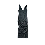 James Perse Black Ruched Tank Dress Sleeveless Bodycon Midi Dress Women's Photo 1