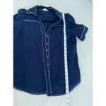 A loves A Dark Navy Blue Utility Tortoiseshell Button-down Short-sleeved Shirt Top M Photo 6