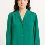 Vtg 80s green dressy blouse Size 14 Photo 0