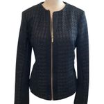 Calvin Klein Crewneck TweedTextured Black Blazer w/Gold Accents Beautiful Piece Photo 1