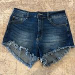 Kancan Jean‎ Shorts Womens 28 Blue Cut Off Fringe Raw Hem Stretch Denim Photo 0