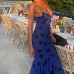 ZARA  Blue Polka Dot dress trending maxi Ruffled bodycon fitted bohemian Photo 1