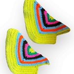 True Vintage Acrylic Wool Slippers Multicolor Triangle Shape Never Worn Blue Size 7 Photo 0