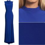 Mac Duggal  IEENA Double Slit High Neck Gown Royal Blue Sleeveless Gown Dress Photo 5