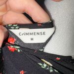 Commense Floral Midi Dress Short Sleeve Wrap Style Black Red Flowers M Size M Photo 4