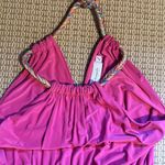 Tbags pink dress halter top tiered flowy heavy large T Photo 5