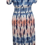  Powder Pink and Blue Smocked Midi Dress Size Small BeBop Boho Dress Photo 0