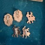 Unique Vintage Vintage Square Dance 1950’s Jewelry, Western, Silver, Black, Clip On Earrings & Pendant Photo 7