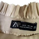 ZARA Pleated Wide Leg Pants Womens S Cream High Rise Elastic Waist Minimalist Photo 4