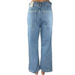 ZARA NEW Women's Blue High Waisted Flower Button Wide Leg Denim Jeans Pants Sz 4 Photo 2