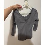 Guess  size small grey long sleeve shirt v neck 3/4 sleeve 3 diamond rhinestones Photo 4